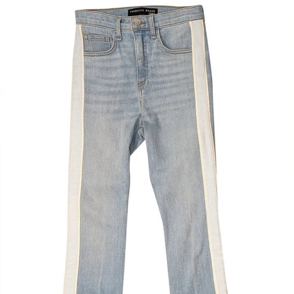 Veronica Beard Jeans - Light Wash Kick Flare Jeans w/ Side Stripes - Picture 2 of 5